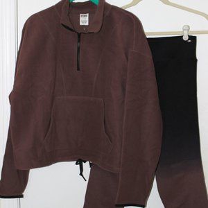 Victoria's Secret PINK Seamless Textured Tight Polar Fleece Peppercorn Large